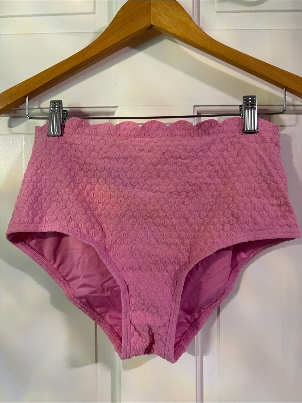 kate spade Pink Scalloped-Edge High-Waist Bikini Bottoms
